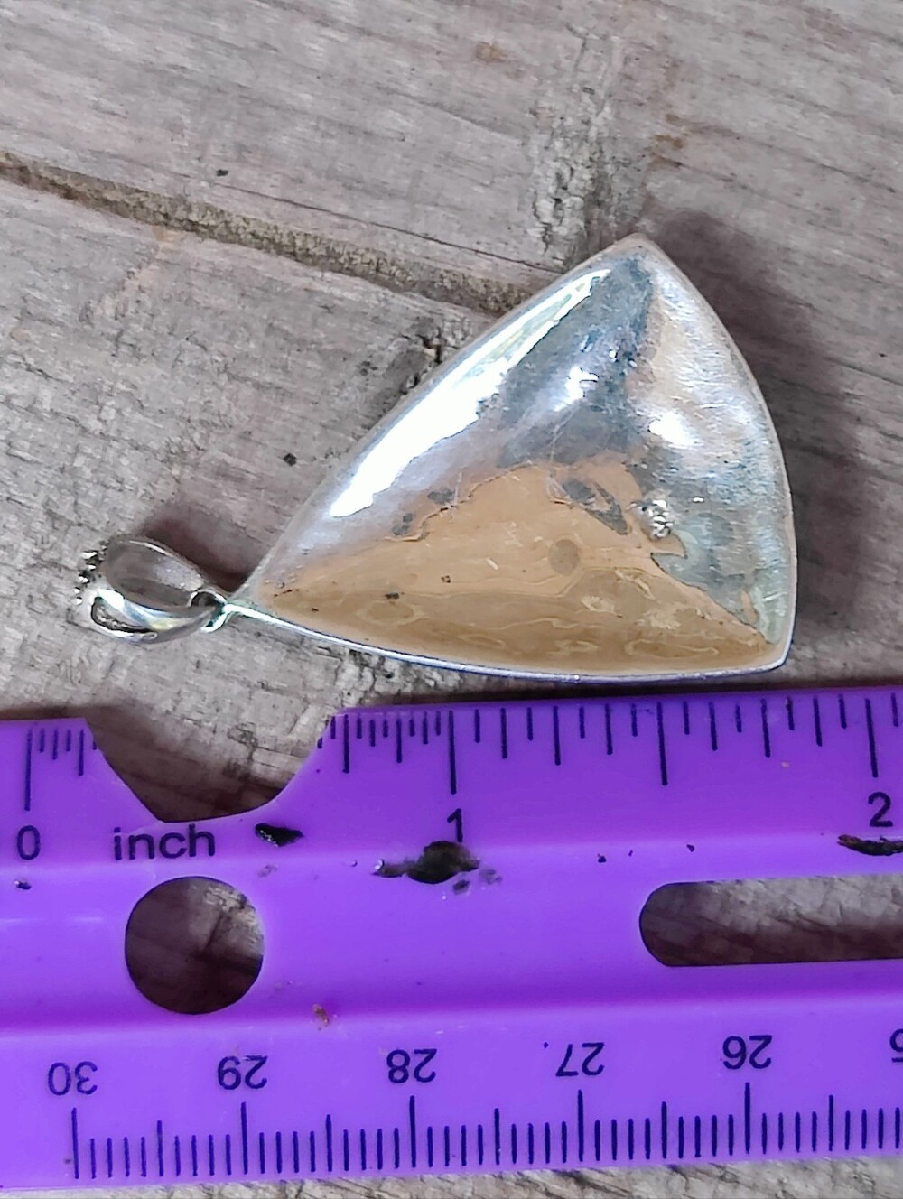 Large Vintage Sterling Silver Marcasite And Green Enameling Pendant - Picture 4 of 4